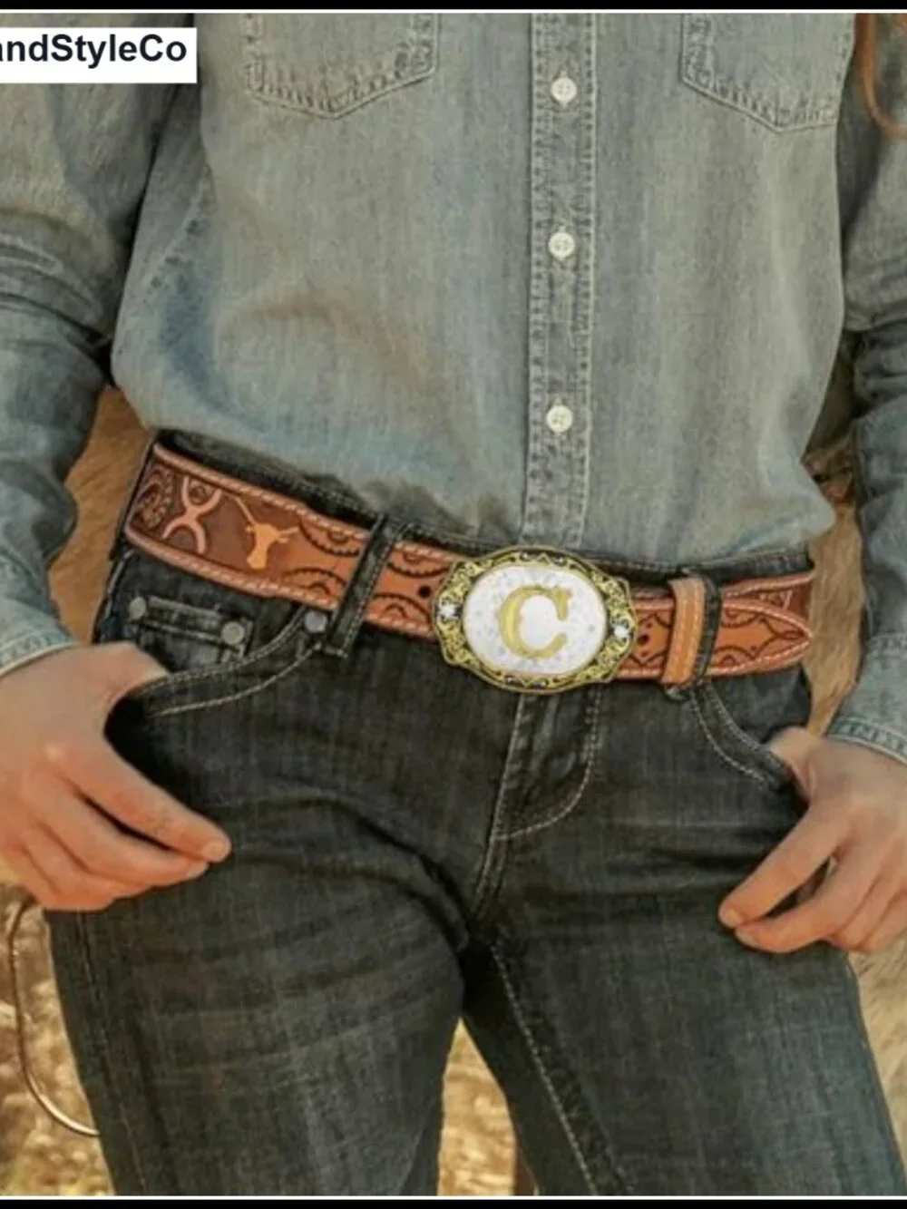 Western Style Belt Buckle for Men Women - Alloy Metal Fits Snap Belts